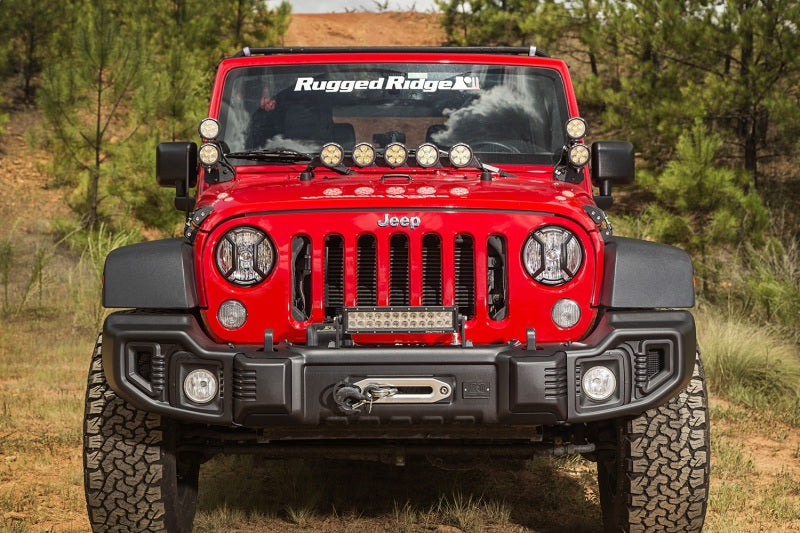 Rugged Ridge 07-18 Jeep Wrangler JK/JKU Textured Black Elite Headlight Euro Guards Rugged Ridge Light Covers and Guards