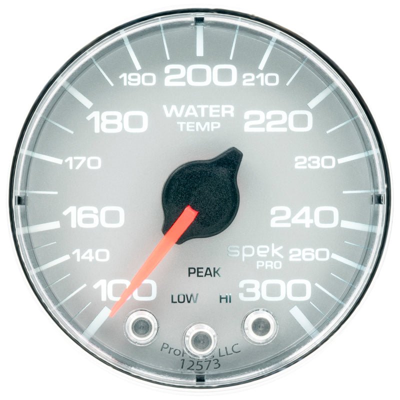 Autometer Spek-Pro Gauge Water Temp 2 1/16in 300f Stepper Motor W/Peak & Warn Slvr/Chrm AutoMeter Gauges