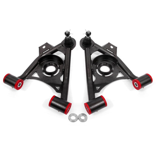 BMR 79-93 Fox Mustang Non-Adj Lower A-Arms Standard Ball Joint Spring Pocket - Black Hammertone BMR Suspension Control Arms