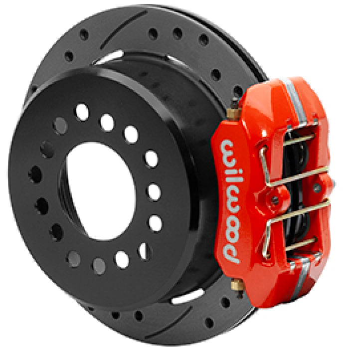 Wilwood Small Ford 11 in. Forged Dynapro Low-Profile Rear Parking Brake Kit (Red, Drilled & Slotted) Wilwood Big Brake Kits