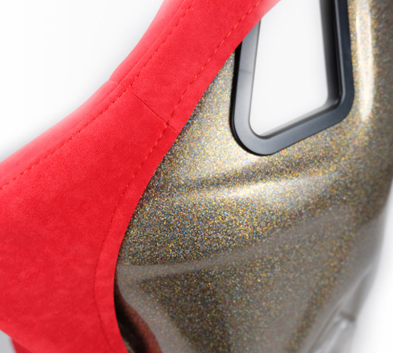 NRG FRP Bucket Seat ULTRA Edition - Large (Red Alcantara/Gold Glitter Back)