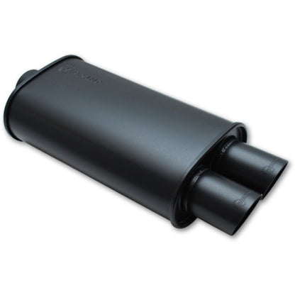 Vibrant StreetPower FLAT BLACK Oval Muffler with Dual 3in Outlets - 2.5in inlet I.D. Vibrant Muffler