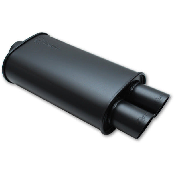 Vibrant StreetPower FLAT BLACK Oval Muffler with Dual 3in Outlet - 3in inlet I.D. Vibrant Muffler