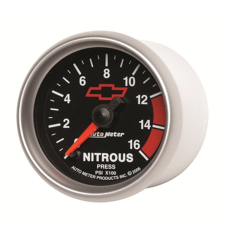 Autometer GM Bowtie Black 2-1/16in 0-1600 PSI Nitrous Pressure - Digital Stepper Motor AutoMeter Gauges