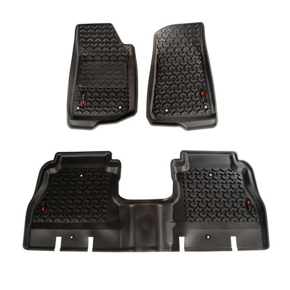 Rugged Ridge Floor Liner Front/Rear Black 2018-2020 Jeep Wrangler JL 4 Dr Rugged Ridge Floor Mats - Rubber