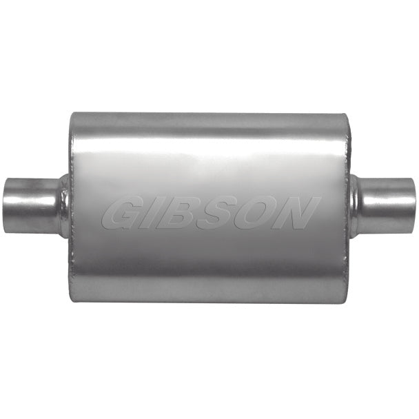 Gibson CFT Superflow Center/Center Oval Muffler - 4x9x18in/2.5in Inlet/2.5in Outlet - Stainless Gibson Muffler