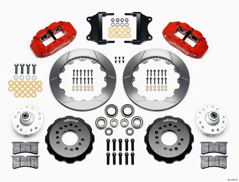 Wilwood Narrow Superlite 6R Front Hub Kit 12.88in Red Heidts Tri -5 2 inch Drop Spindle