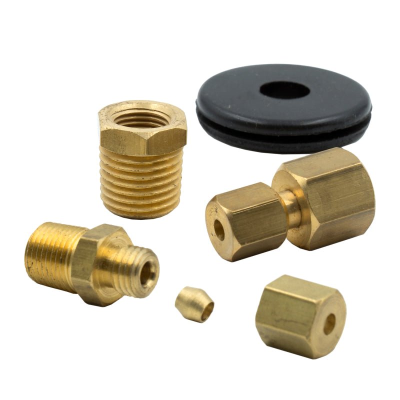 Autometer 1/8in NPTF Compression to 1/8in Line Brass Fitting Kit AutoMeter Gauges