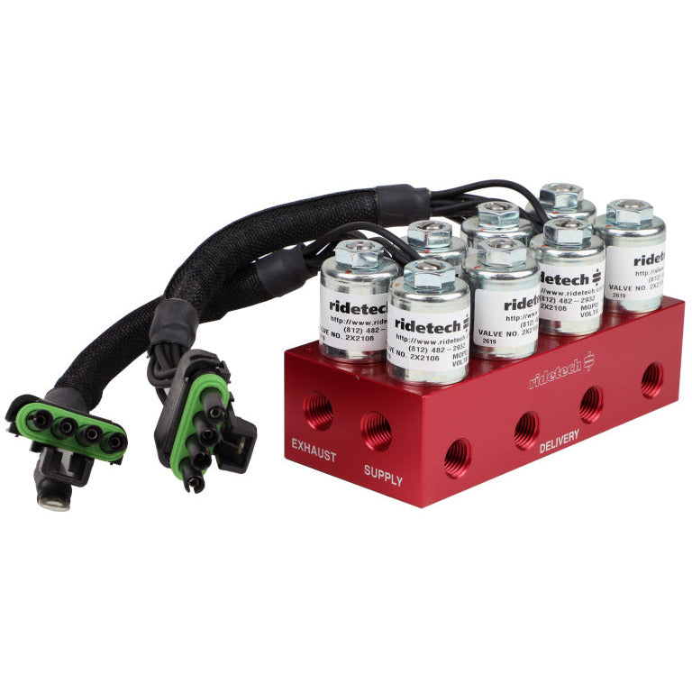 Ridetech RidePro 4-Way Solenoid / Air Valve Block Fittings Not Included Ridetech Air Tank Components