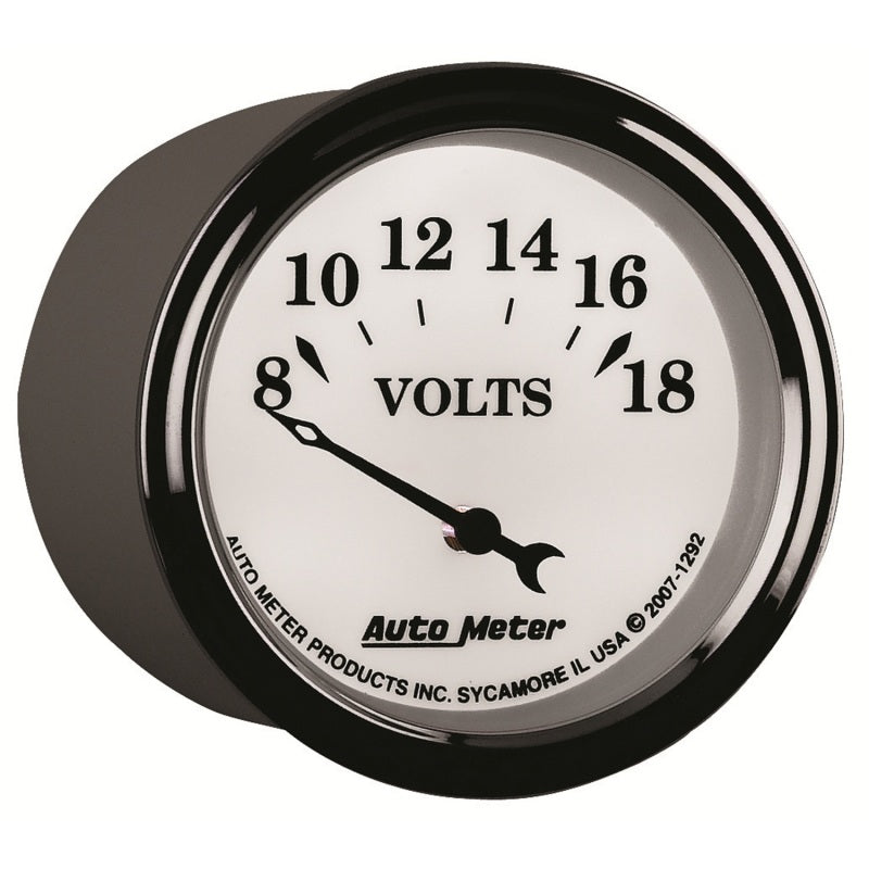 AutoMeter Gauge Voltmeter 2-1/16in. 18V Elec Old Tyme White II AutoMeter Gauges