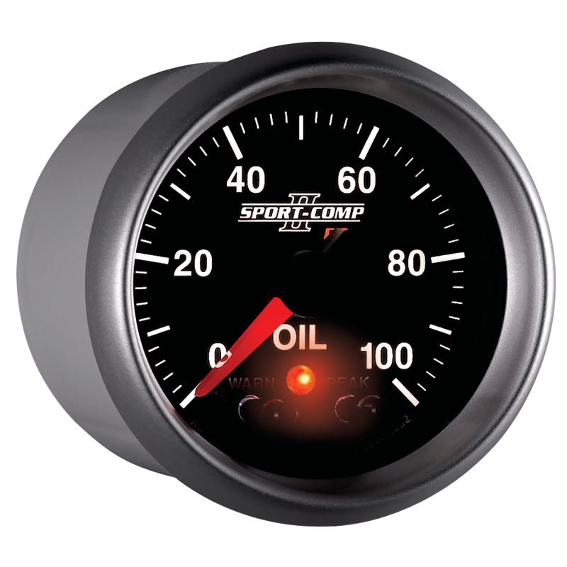 Autometer Sport-Comp II 52.4mm 0-100 PSI Oil Pressure Peak & Warn w/ Electronic Control Gauge AutoMeter Gauges