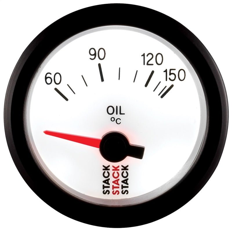 Autometer Stack 52mm 60-150 Deg C M10 Male Electric Oil Temp Gauge - White AutoMeter Gauges