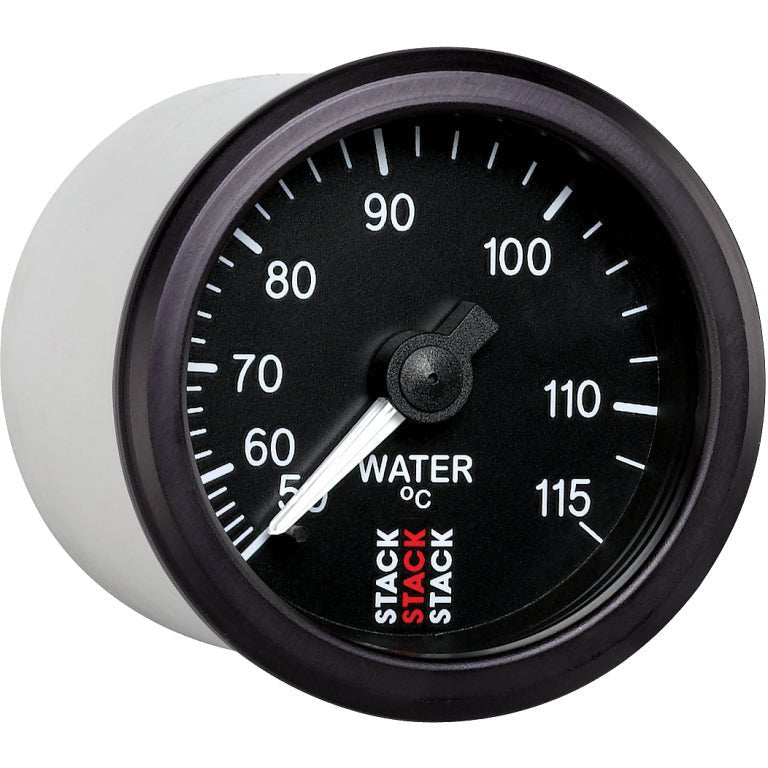 Autometer Stack Instruments 52mm 50-115 Celsius 3/8 BSPT (M) Mechanical Water Temp Gauge - Black AutoMeter Gauges