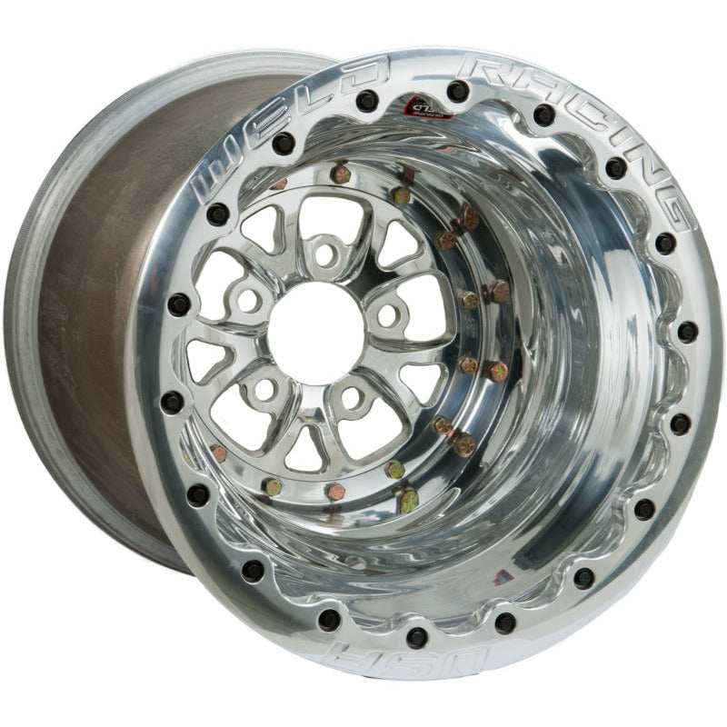 Weld V-Series 16x16 / 5x4.75 BP / 4in. BS Polished Wheel - Polished Double Beadlock Weld Wheels - Forged