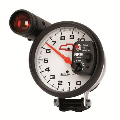 AutoMeter 5in (127mm) Pedestal Tachometer, 0-10,000 RPM, Chevy Red Bowtie AutoMeter Gauges