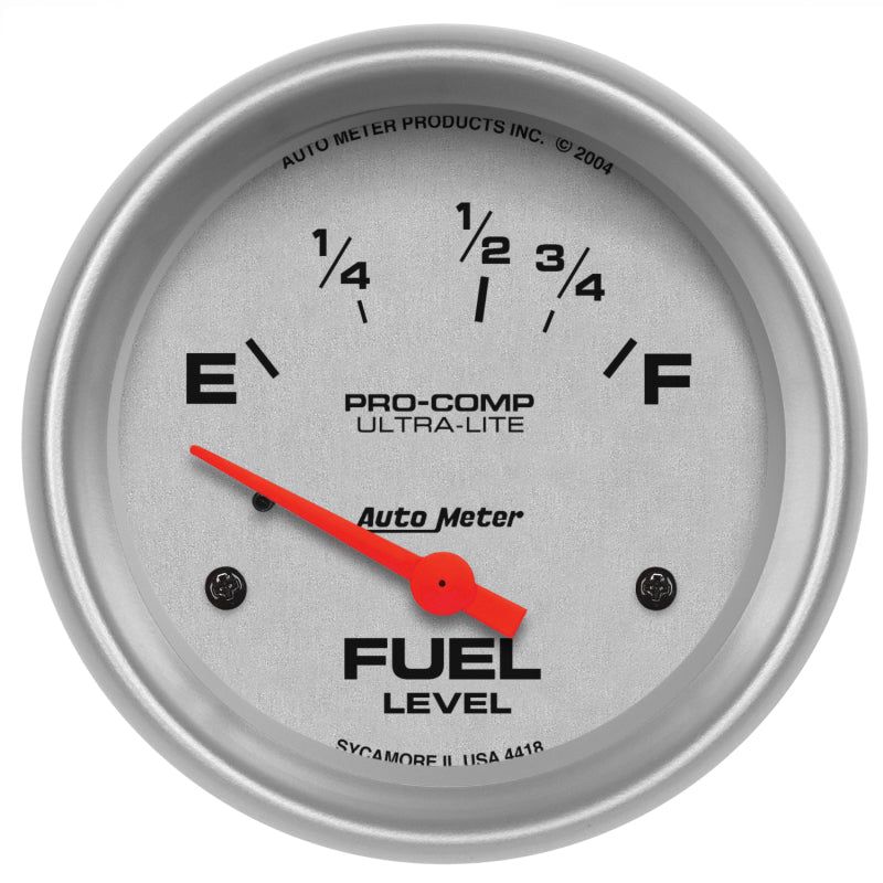 AutoMeter Gauge Fuel Level 2-5/8in. 16 Ohm(e) to 158 Ohm(f) Elec Ultra-Lite AutoMeter Gauges