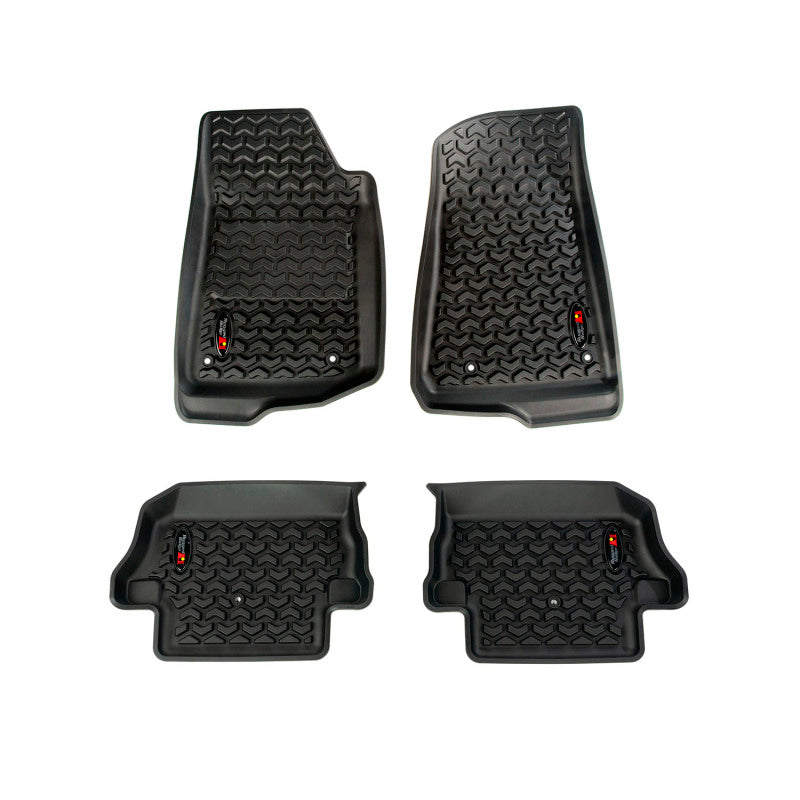 Rugged Ridge Floor Liner Kit Black F/R 18-20 Jeep Wrangler JL 2Dr Rugged Ridge Floor Mats - Rubber