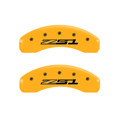 MGP 4 Caliper Covers Engraved Front Corvette C7 Engraved Rear Z51/2015 Yellow finish black ch