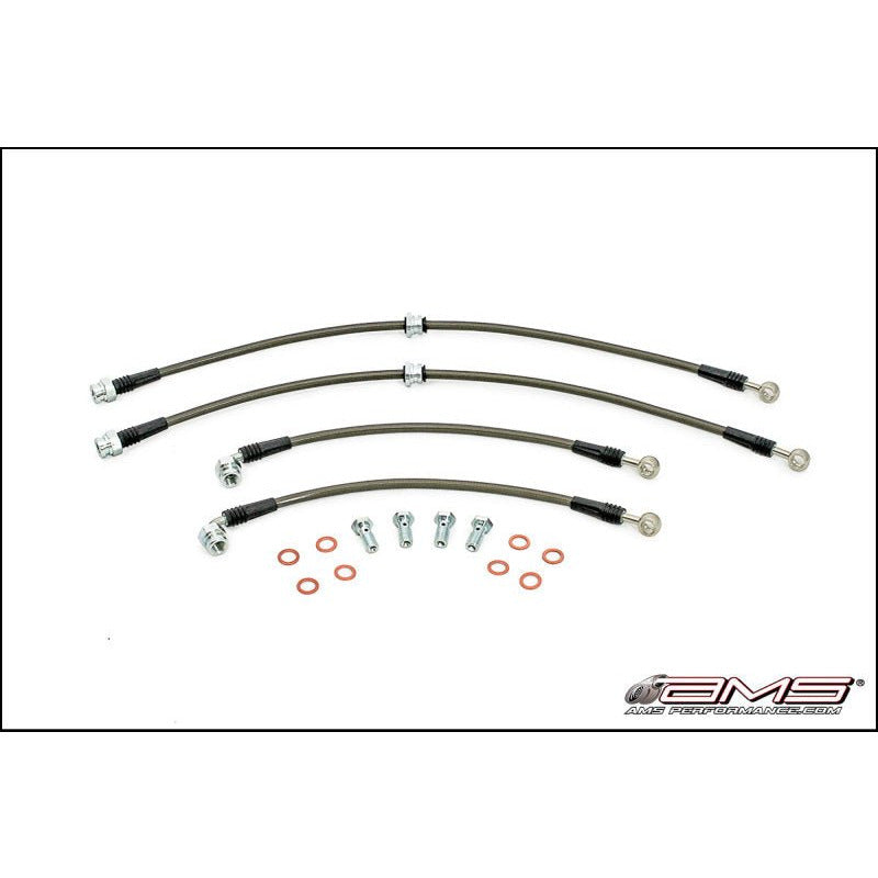 AMS Performance 03-07 Misubishi EVO VIII/IX Stainless Steel Braided Brake Lines AMS Brake Line Kits