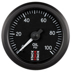 Autometer Stack 52mm 0-100 PSI 1/8in NPTF (M) Mechanical Oil Pressure Gauge - Black AutoMeter Gauges