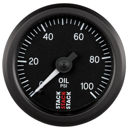 Autometer Stack 52mm 0-100 PSI 1/8in NPTF (M) Mechanical Oil Pressure Gauge - Black AutoMeter Gauges