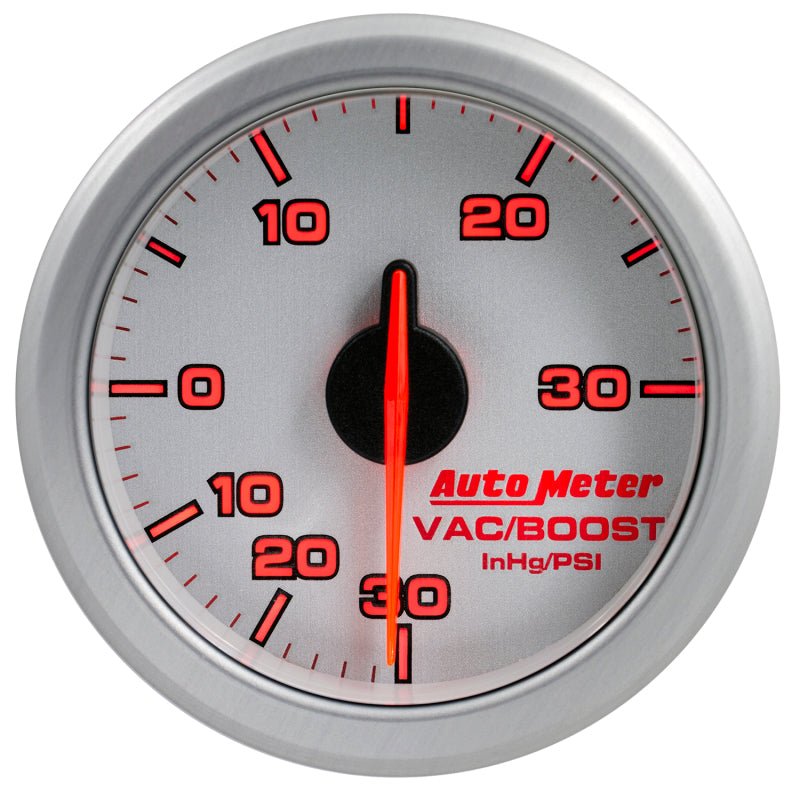 Autometer Airdrive 2-1/6in Boost/Vac Gauge 30in HG/30 PSI - Silver AutoMeter Gauges