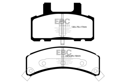 EBC 97-99 Cadillac Deville 4.6 (Rear Drums) Redstuff Front Brake Pads