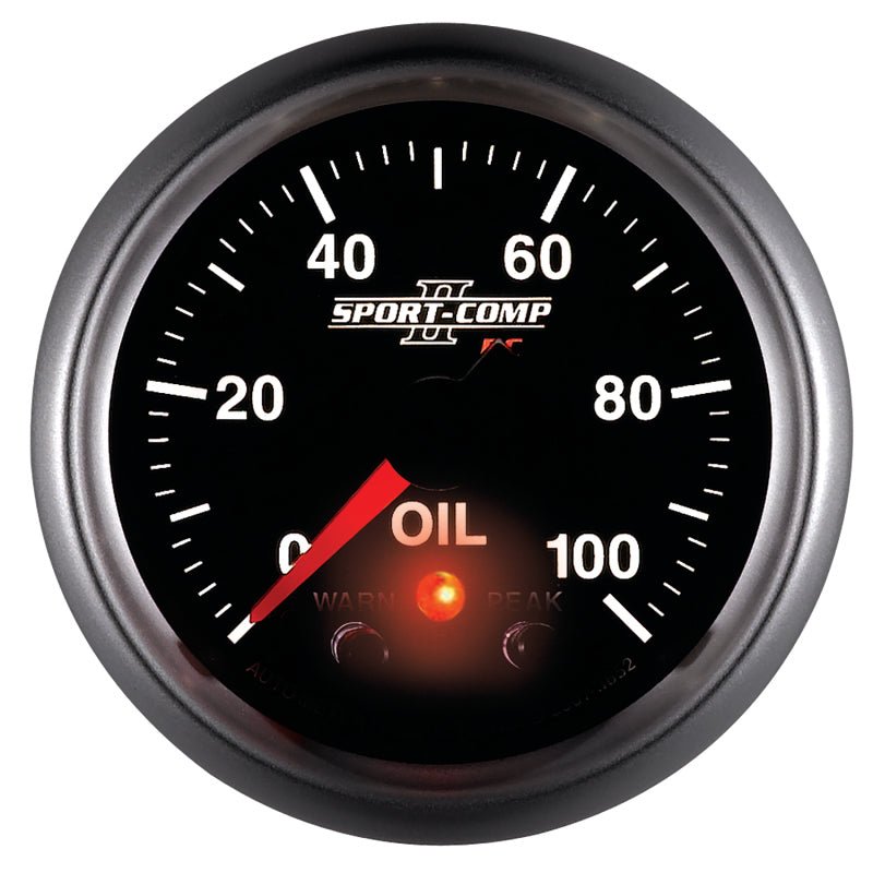 Autometer Sport-Comp II 52.4mm 0-100 PSI Oil Pressure Peak & Warn w/ Electronic Control Gauge AutoMeter Gauges