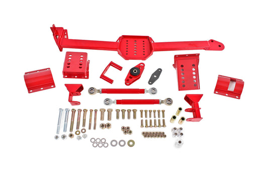 BMR 05-14 S197 Mustang Body Mount Watts Link Rod End/Poly w/ Adj. Axle Clamps - Red