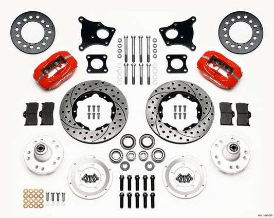 Wilwood Forged Dynalite Front Kit 11.00in Drill-Red AMC 71-76 OE Disc w/o Bendix Brakes