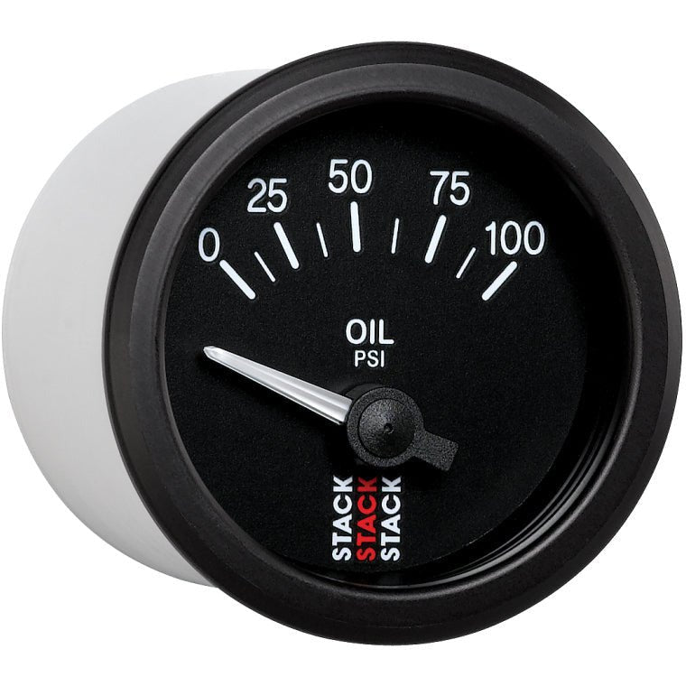 Autometer Stack Instruments 52mm 0-100 PSI 1/8in NPTF Electronic Oil Pressure Gauge - Black AutoMeter Gauges