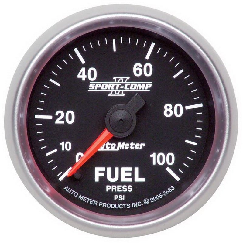 Autometer Sport-Comp II 52mm 0-100 PSI Full Sweep Electronic Fuel Pressure Gauge AutoMeter Gauges