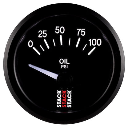 Autometer Stack Instruments 52mm 0-100 PSI 1/8in NPTF Electronic Oil Pressure Gauge - Black AutoMeter Gauges