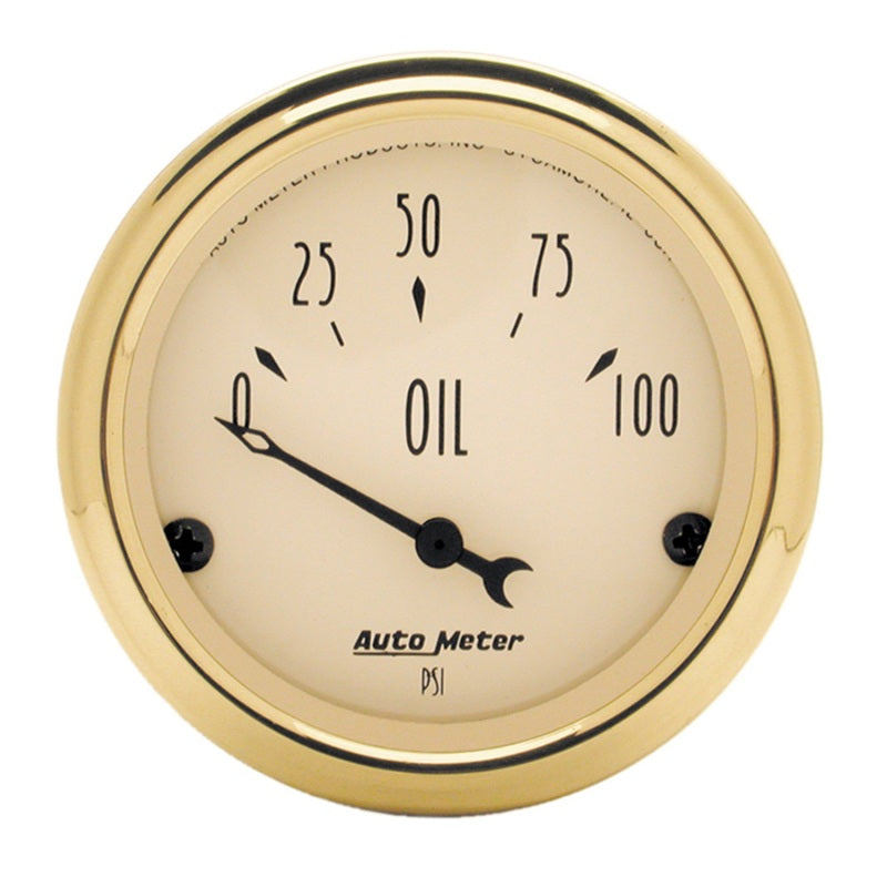 AutoMeter Gauge Oil Press 2-1/16in. 100PSI Elec Golden Oldies AutoMeter Gauges