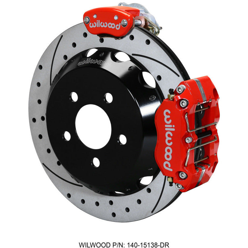 Wilwood Dynapro Radial / MC4 Rear Kit 12.88 Drilled & Slotted Red 2015 Ford Mustang w/Lines Wilwood Big Brake Kits