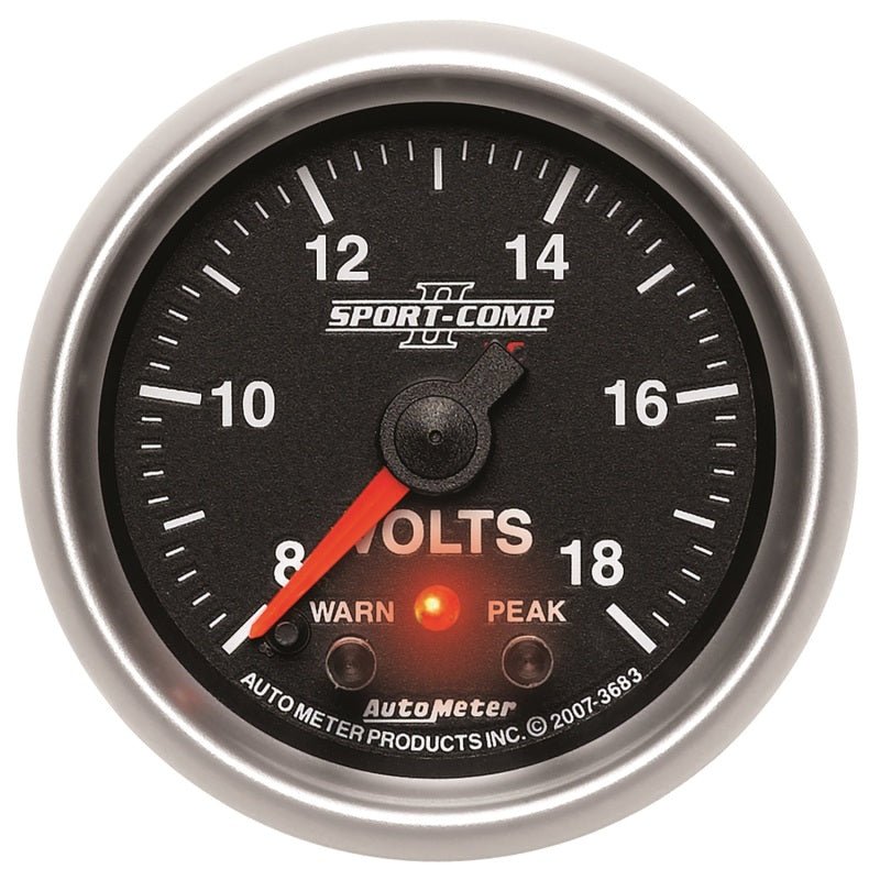 Autometer Sport-Comp II 2-1/16in Digital Voltometer Gauge - 18V AutoMeter Gauges