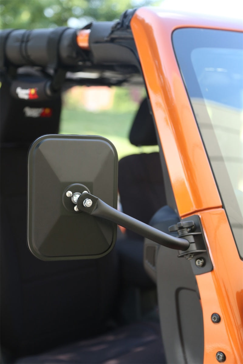 Rugged Ridge 97-18 Jeep Wrangler Textured Black Rectangluar Quick Release Mirror Rugged Ridge Exterior Trim