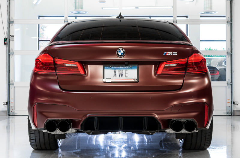 AWE Tuning 18-19 BMW F90 M5 Track Edition Axle-Back Exhaust- Black Diamond Tips