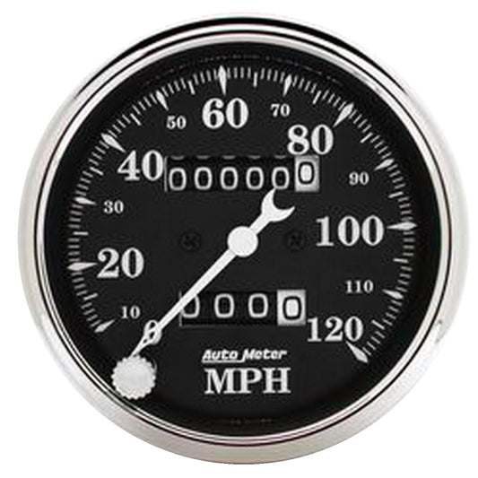 AutoMeter Gauge Speedo. 3-1/8in. 120MPH Mechanical Old Tyme Blk AutoMeter Gauges