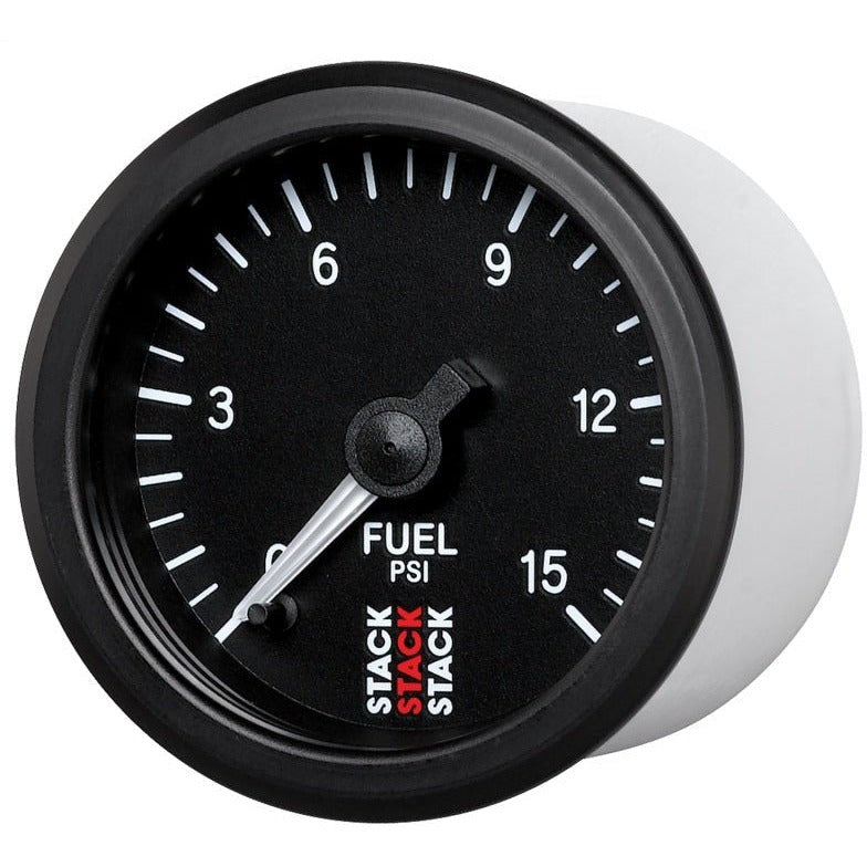 Autometer Stack 52mm 0-15 PSI 1/8in NPTF Male Pro Stepper Motor Fuel Pressure Gauge - Black AutoMeter Gauges