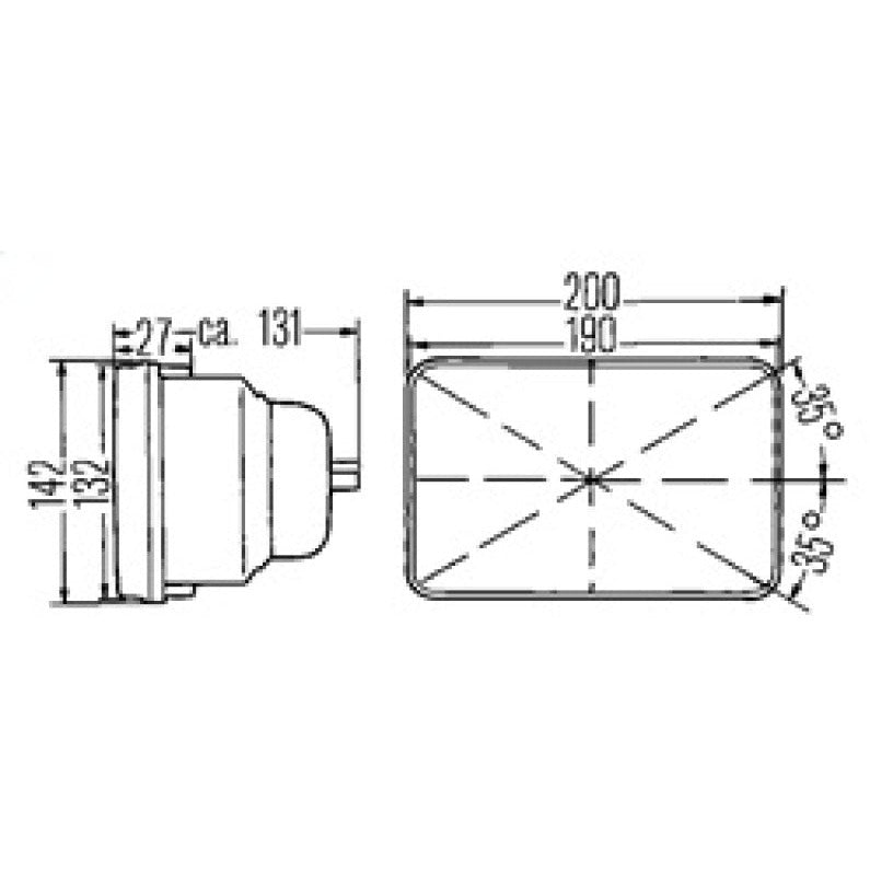 Hella E-Code 5in x 7in H4 Conversion Headlamp Kit Hella Uncategorized