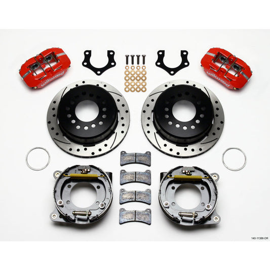 Wilwood Dynapro Low-Profile 11.00in P-Brake Kit Drill-Red Mopar/Dana 2.50in Off w/Snap Ring Brng Wilwood Big Brake Kits