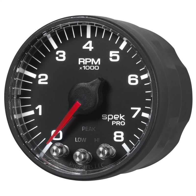 Autometer Spek-Pro Black 2 1/16 inch 8K RPM Tach w/ Shift Light and Peak Memory AutoMeter Gauges