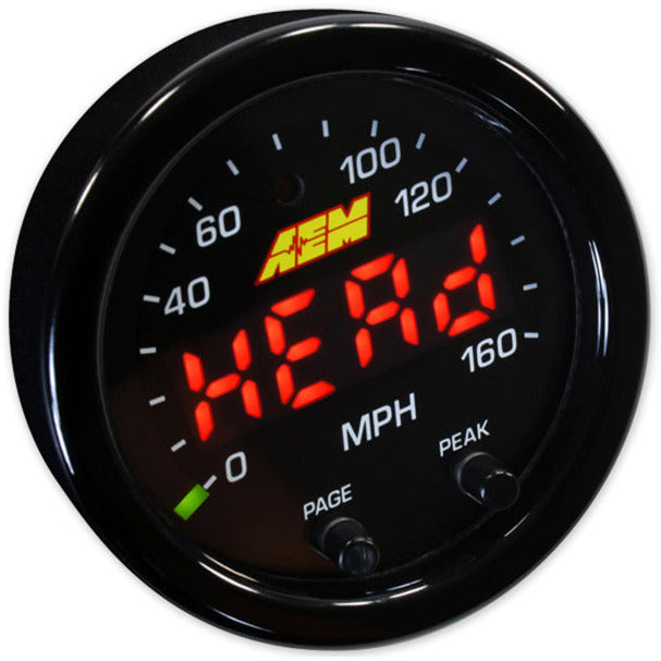 AEM X-Series 0-160 MPH Black Bezel w/ Black Face GPS Speedometer Gauge AEM Gauges