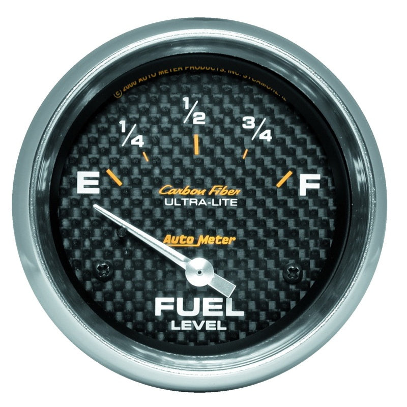 AutoMeter Gauge Fuel Level 2-5/8in. 240 Ohm(e) to 33 Ohm(f) Elec Carbon Fiber AutoMeter Gauges