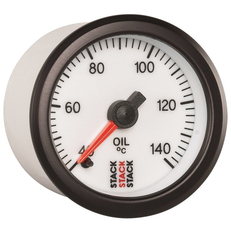 Autometer Stack 52mm 40-140 Deg C 1/8in NPTF Male Pro Stepper Motor Oil Temp Gauge - White AutoMeter Gauges