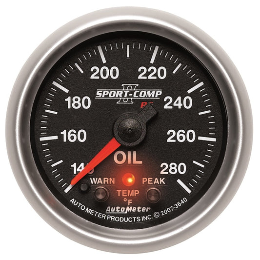 Autometer Sport-Comp II 52.4mm 140-280 Deg F Oil Temperature Peak & Warn w/ Electronic Control Gauge AutoMeter Gauges