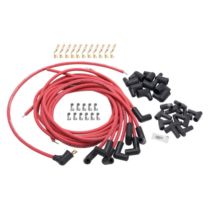 Edelbrock Spark Plug Wire Set Universal 90 Deg Boots 50 Ohm Resistance 8 65mm Red Wire (Set of 9)