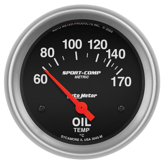 Autometer Sport-Comp 66.7mm 60-170 Deg C Short Sweep Electronic Oil Temperature Gauge AutoMeter Gauges