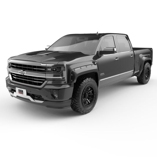 EGR 14+ Chev Silverado 6-8ft Bed Bolt-On Look Color Match Fender Flares - Set - Black